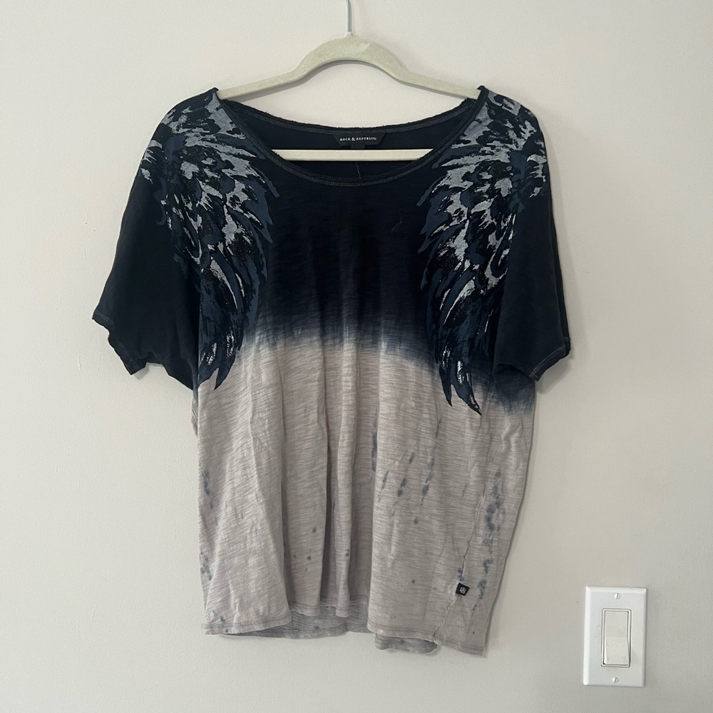 Rock & Republic Black and Gray Wing Design Shirt - Picture 2 of 6